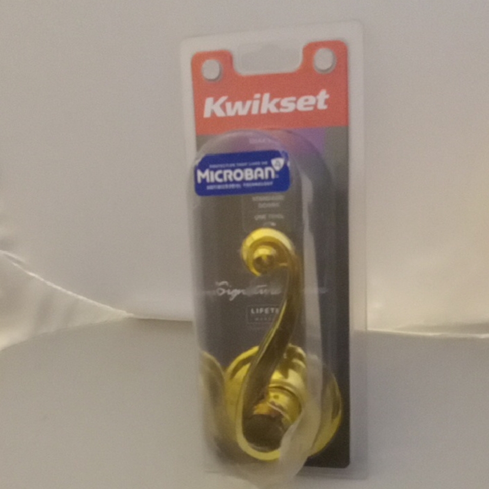 Kwikset Polished Brass Lido Left Handed door handle Microban Signature S…